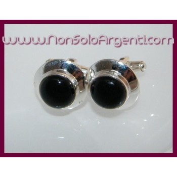 NSA|Vintage Men's Cufflinks for shirt in 925 Silver and Natural Onyx stone