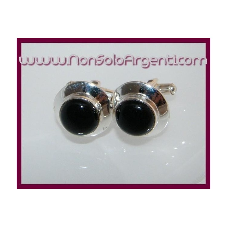 NSA|Vintage Men's Cufflinks for shirt in 925 Silver and Natural Onyx stone