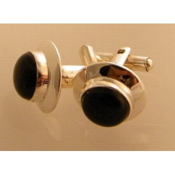 NSA|Vintage Men's Cufflinks for shirt in 925 Silver and Natural Onyx stone