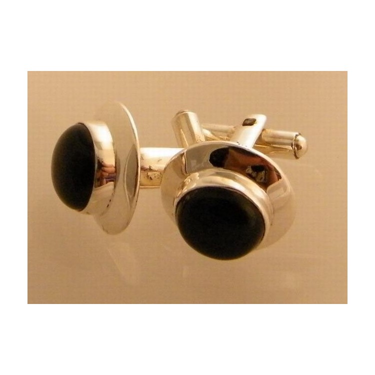NSA|Vintage Men's Cufflinks for shirt in 925 Silver and Natural Onyx stone