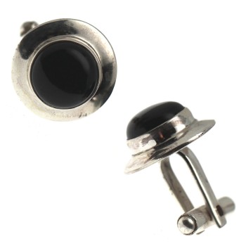 NSA|Vintage Men's Cufflinks for shirt in 925 Silver and Natural Onyx stone