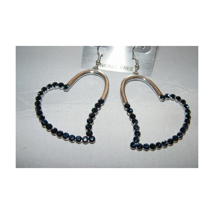 NSA|Costume Jewelery Earrings: Flashy and Big Hearts with Pavè Strass Various colors