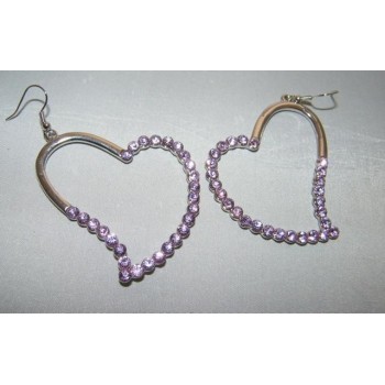 NSA|Costume Jewelery Earrings: Flashy and Big Hearts with Pavè Strass Various colors
