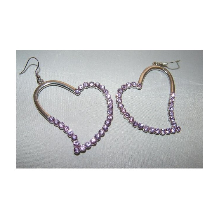 NSA|Costume Jewelery Earrings: Flashy and Big Hearts with Pavè Strass Various colors