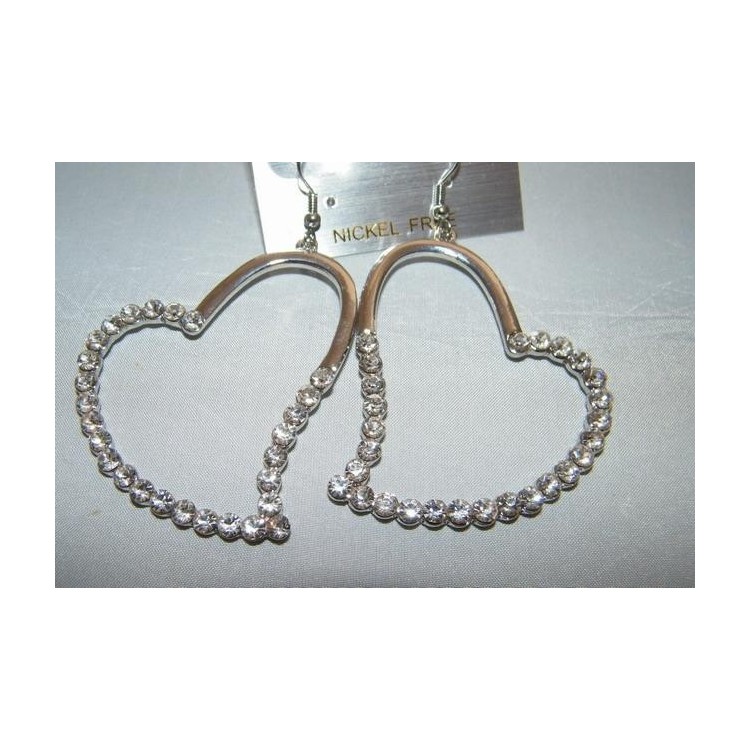 NSA|Costume Jewelery Earrings: Flashy and Big Hearts with Pavè Strass Various colors