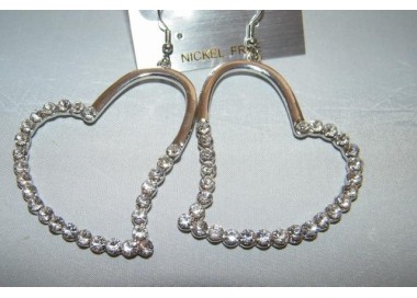 NSA|Costume Jewelery Earrings: Flashy and Big Hearts with Pavè Strass Various colors