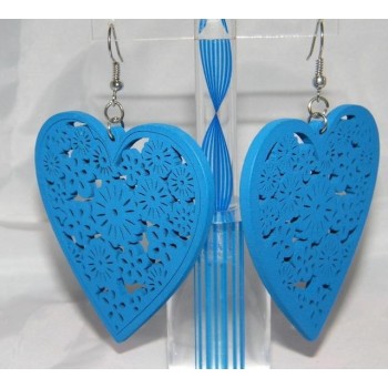 NSA|Orecchini Bigiotteria : CUORI GRANDI COLORATI pasta di LEGNO INTARSIATI