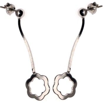NSA|Earrings Silver 925 snake ball with flower pendant