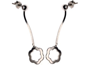 NSA|Earrings Silver 925 snake ball with flower pendant