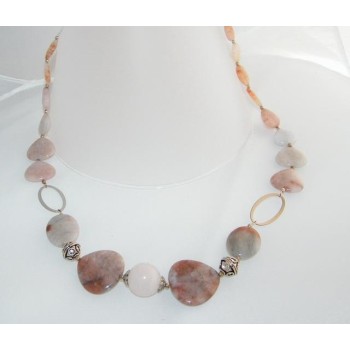 NSA|Collana Rodonite e Quarzo rosa con Argento 925