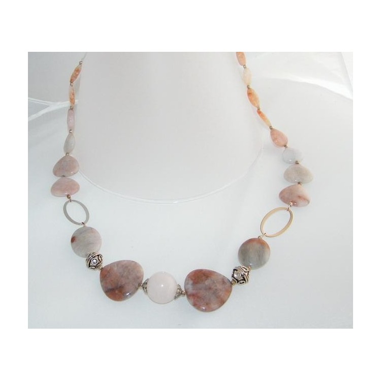 NSA|Collana Rodonite e Quarzo rosa con Argento 925