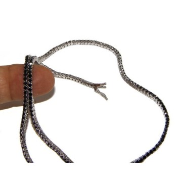 NSA|Argento 925 : Collana Collier donna modello Tennis con zirconi NERI griffe 2 mm taglio brillante 