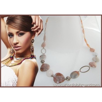 NSA|Collana Rodonite e Quarzo rosa con Argento 925