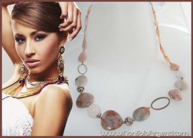 NSA|Collana Rodonite e Quarzo rosa con Argento 925