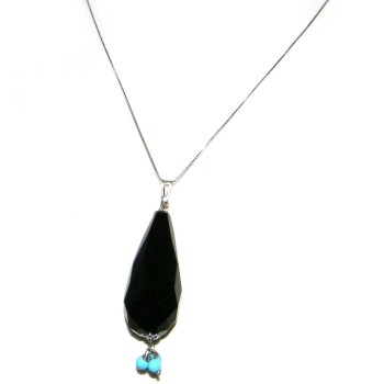 NSA|925 silver Briolette pendant necklace in Turquoise Onyx choker