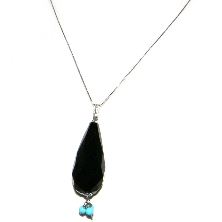 NSA|925 silver Briolette pendant necklace in Turquoise Onyx choker