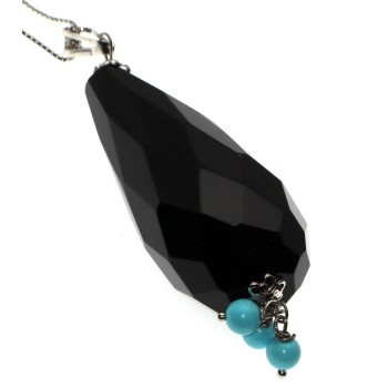NSA|925 silver Briolette pendant necklace in Turquoise Onyx choker