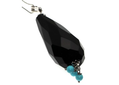 NSA|Collana argento 925 ciondolo Briolette in Onice Turchese girocollo