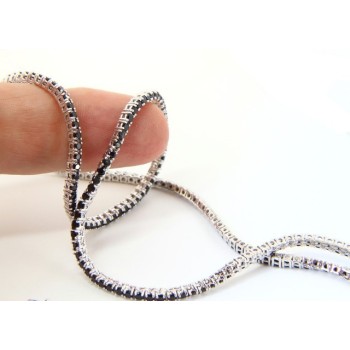 NSA|Argento 925 : Collana Collier donna modello Tennis con zirconi NERI griffe 2 mm taglio brillante 