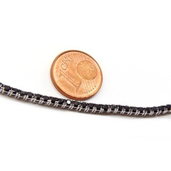 NSA|Argento 925 : Collana Collier donna modello Tennis con zirconi NERI griffe 2 mm taglio brillante 
