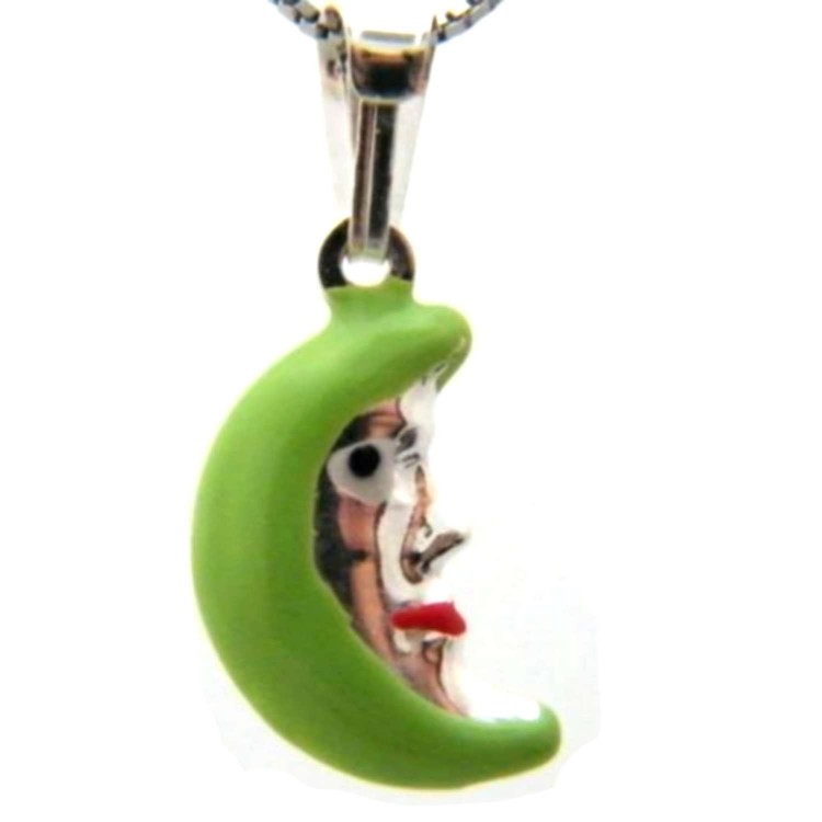 NSA|925 silver choker with Fluo Green Big Moon pendant