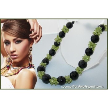 NSA|COLLANA ARGENTO 925 Pietre ONICE PERIDOTO Citrino