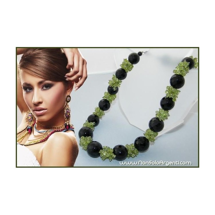 NSA|COLLANA ARGENTO 925 Pietre ONICE PERIDOTO Citrino