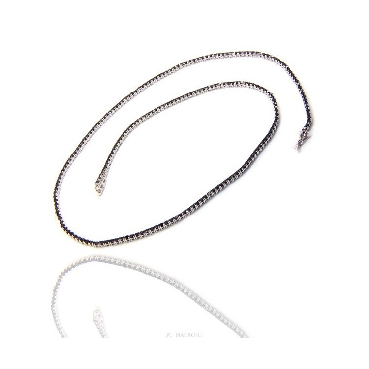 NSA|Argento 925 : Collana Collier donna modello Tennis con zirconi NERI griffe 2 mm taglio brillante 