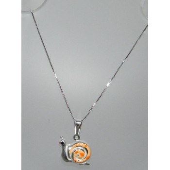 NSA|Girocollo veneziano in argento 925 con ciondolo Grande Lumachina Gialla o Blu in Cofanetto