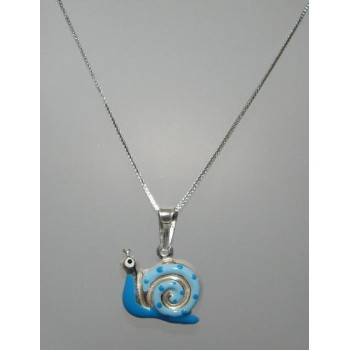 NSA|Girocollo veneziano in argento 925 con ciondolo Grande Lumachina Gialla o Blu in Cofanetto