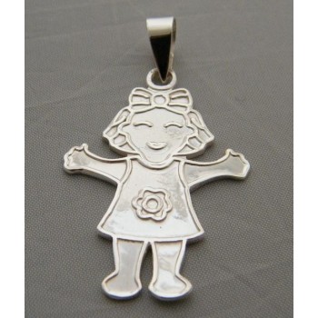 NSA|Ciondolo Argento 925 : Bambina grande con Fiocco