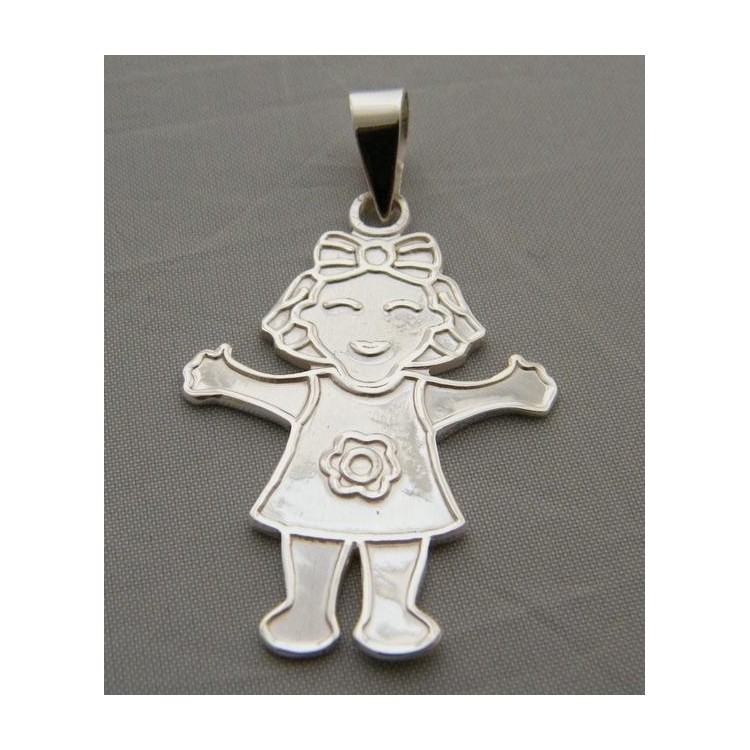 NSA|Ciondolo Argento 925 : Bambina grande con Fiocco