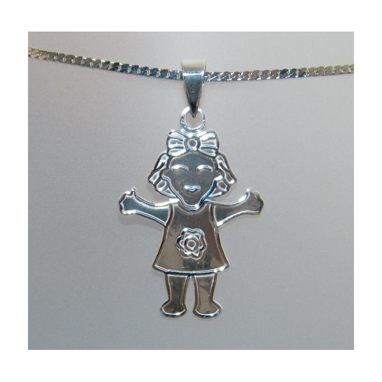 NSA|Ciondolo Argento 925 : Bambina grande con Fiocco