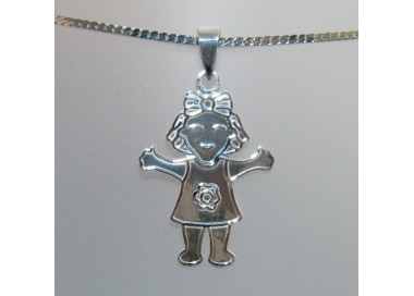 NSA|Ciondolo Argento 925 : Bambina grande con Fiocco