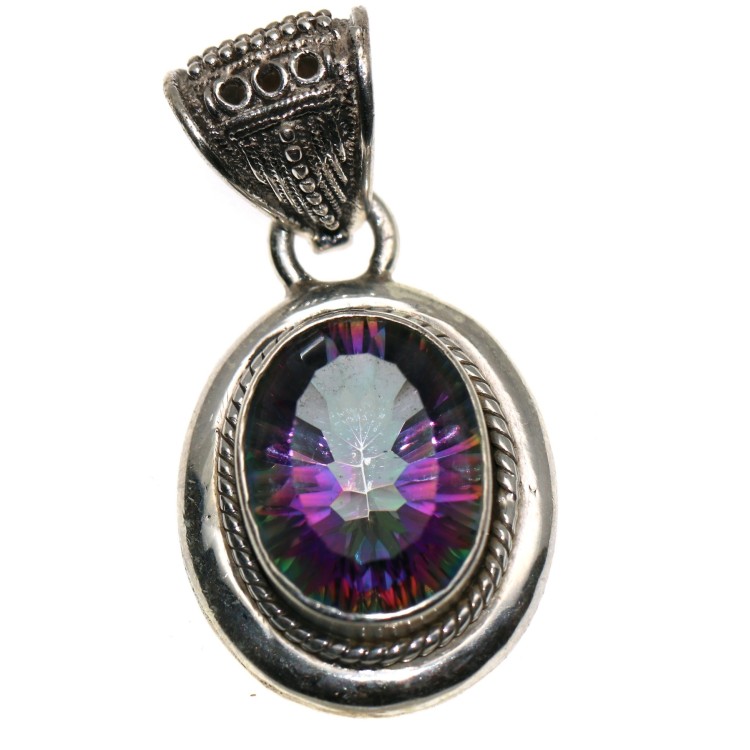 NSA|925 Silver Set: Pendant, Ring, Earrings with Rainbow Quartz
