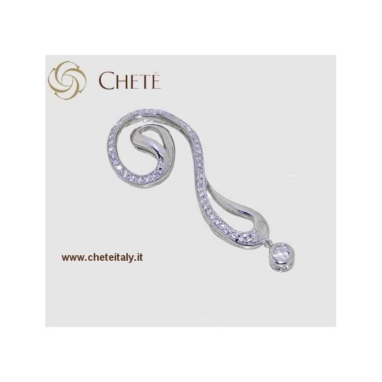 NSA|CIONDOLO ENIGMA ARGENTO 925 eff ORO BIANCO con ZIRCONI