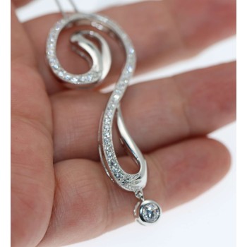 NSA|collana enigma argento 925 ciondolo punto interrogativo zirconi chete laroche