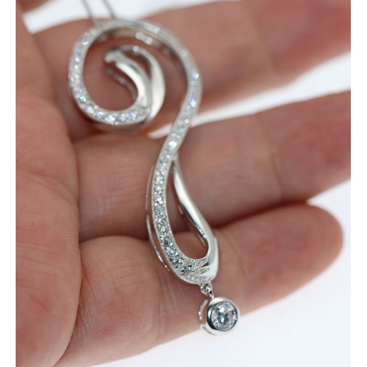 NSA|collana enigma argento 925 ciondolo punto interrogativo zirconi chete laroche