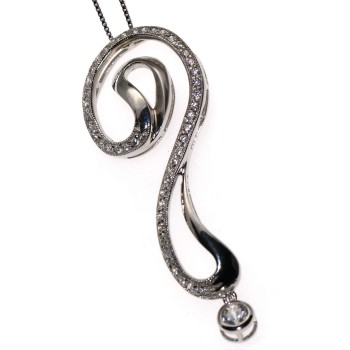 NSA|925 silver enigma necklace pendant question mark zircons chete laroche