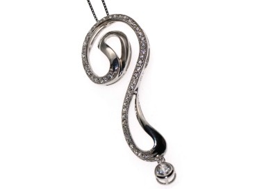 NSA|925 silver enigma necklace pendant question mark zircons chete laroche