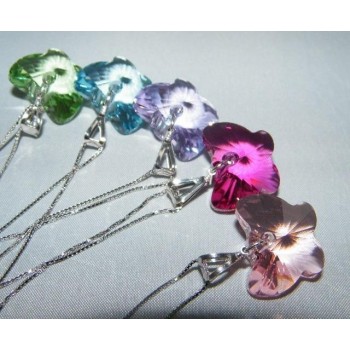 NSA|Collana in argento 925 con ciondolo Farfalla colorato swarovski certificato