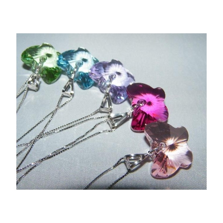 NSA|Collana in argento 925 con ciondolo Farfalla colorato swarovski certificato