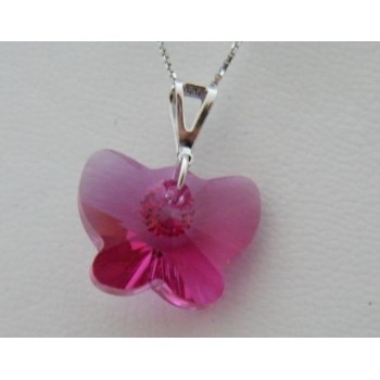 NSA|Collana in argento 925 con ciondolo Farfalla colorato swarovski certificato