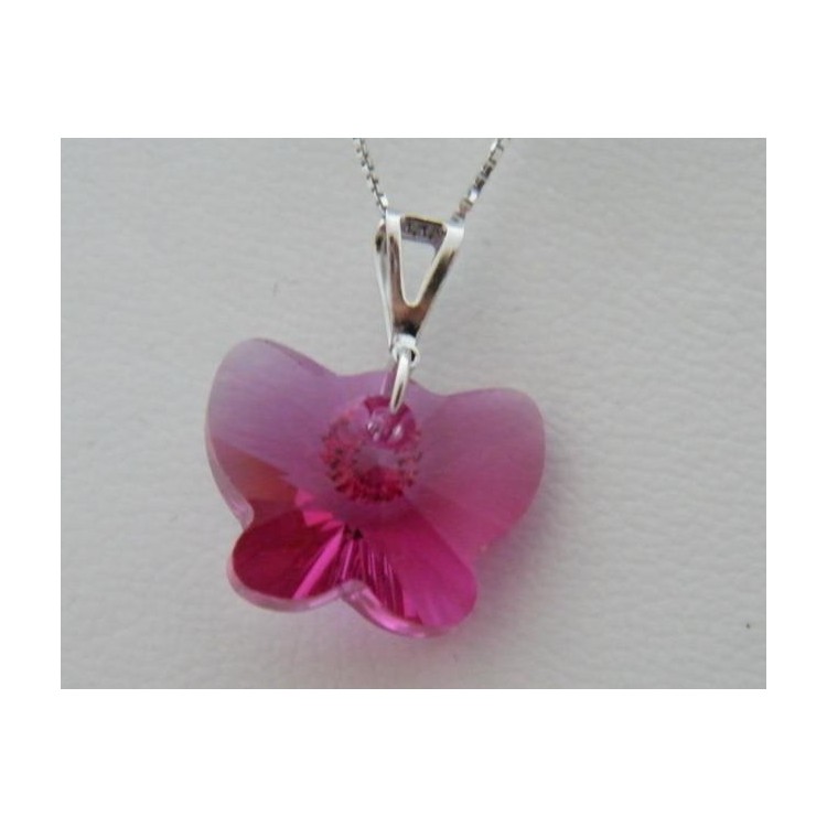 NSA|Collana in argento 925 con ciondolo Farfalla colorato swarovski certificato