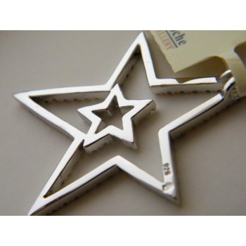 NSA|Chetè & Laroche GRANDE CIONDOLO ASTRA ARGENTO 925 e ORO ZAFFIRI ZIRCONI