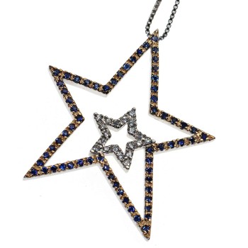 NSA|collana con ciondolo argento 925 stella grande stellina blu oro giallo chete laroche