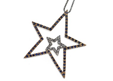 NSA|collana con ciondolo argento 925 stella grande stellina blu oro giallo chete laroche
