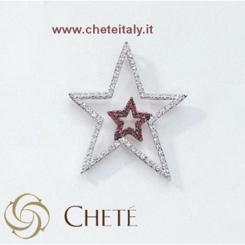 NSA|large star pendant necklace in 925 ruby silver with yellow gold chete laroche star