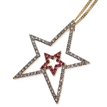 NSA|collana grande stella ciondolo argento 925 rubin con stellina oro giallo chete laroche