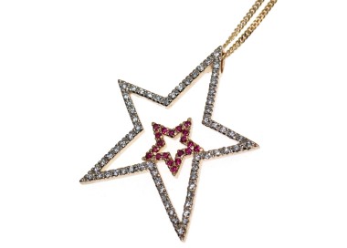 NSA|collana grande stella ciondolo argento 925 rubin con stellina oro giallo chete laroche